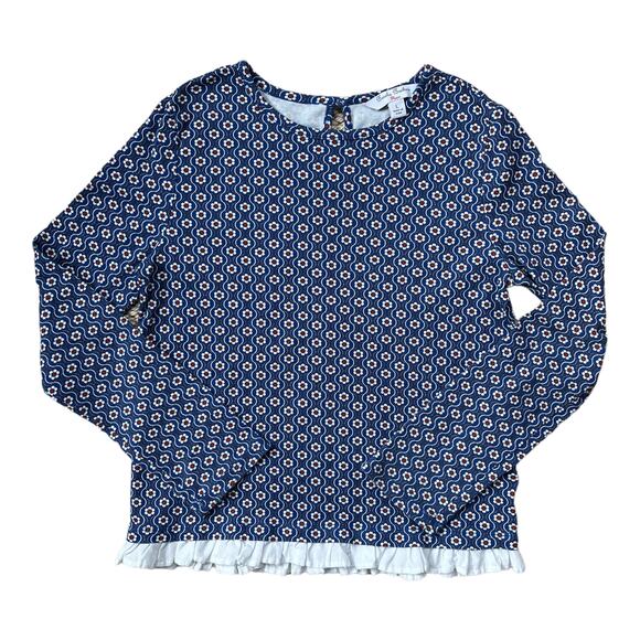 Brooks Brothers Floral Long Sleeve Shirt Blue Red Ruffle Girl's Large - Picture 1 of 6